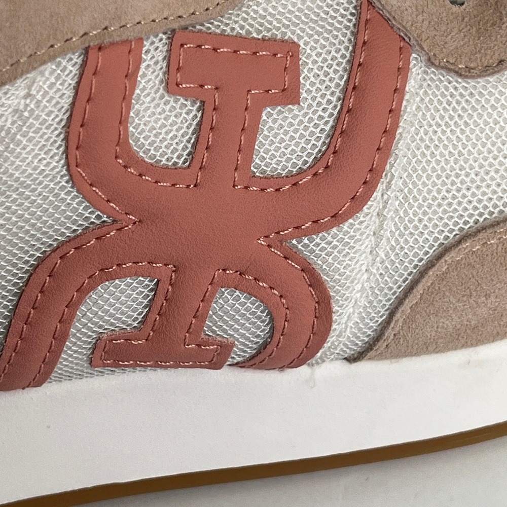 Sam Edelman Langley 3 Sneakers Womens 11M Cream Tan Coral Pink Mesh Suede Logo - Picture 6 of 16